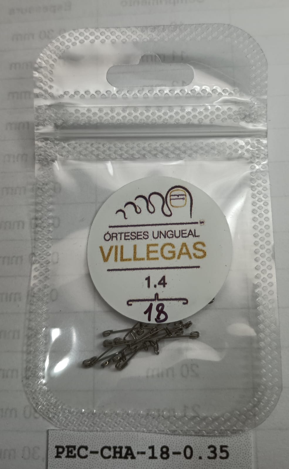 Órtese Unha Encravada Villegas Chave 18mm 0,35mm 10 Peças